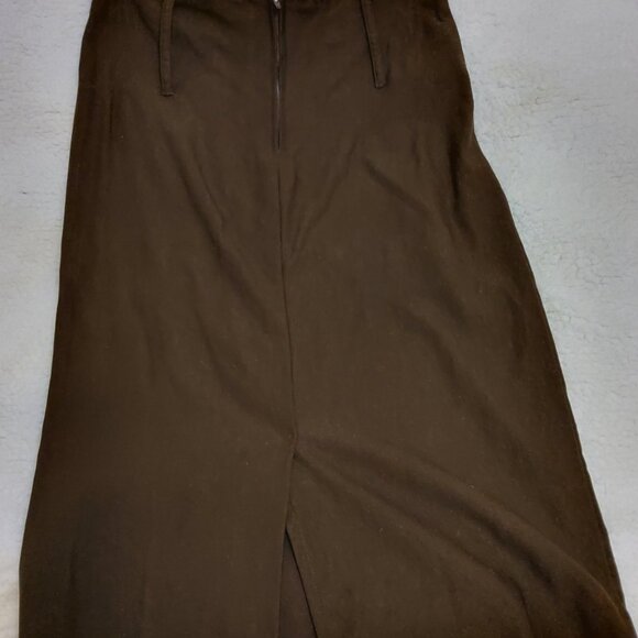 Brown Stretch Ruched Modern Career Rayon Pencil Skirt Medium - Picture 12 of 15